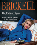 Image of Brickell Magazine Restaurant Rules Feature. Photo of woman laying on couch.